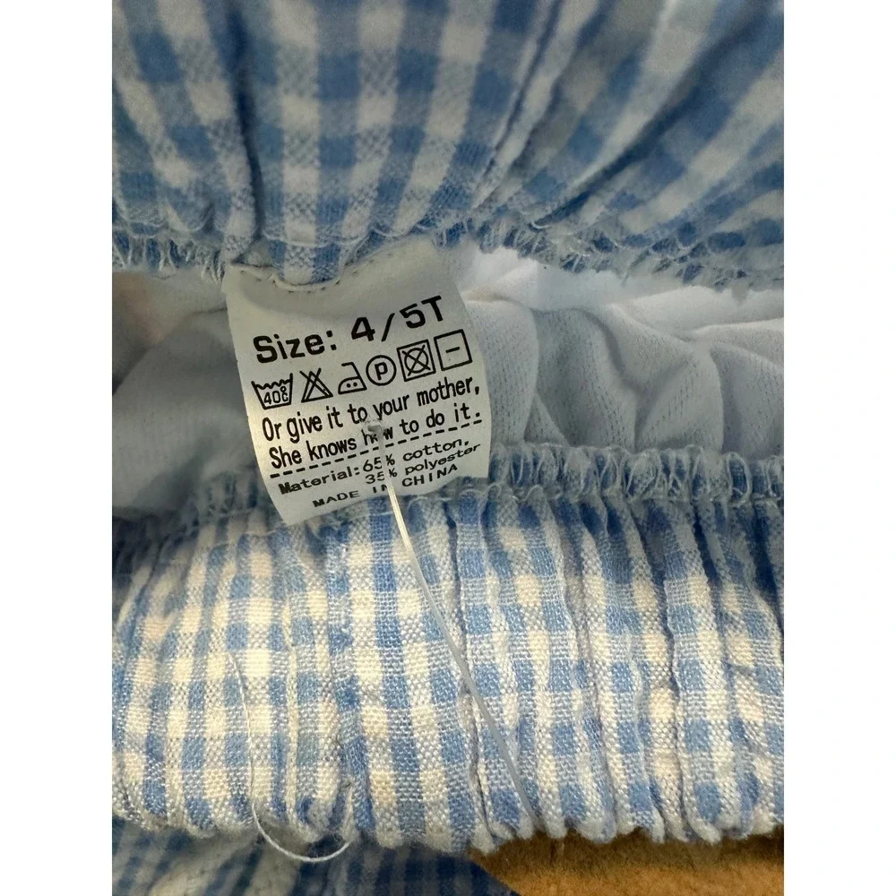 Boys‎ Gingham Seersucker Shorts Swim Trunks with Shark Embroidery Kids Size 4/5T